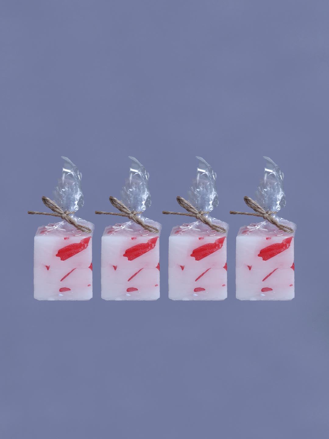 Rose Red Hand-Poured Scented Cube Candles  (Set of 4)