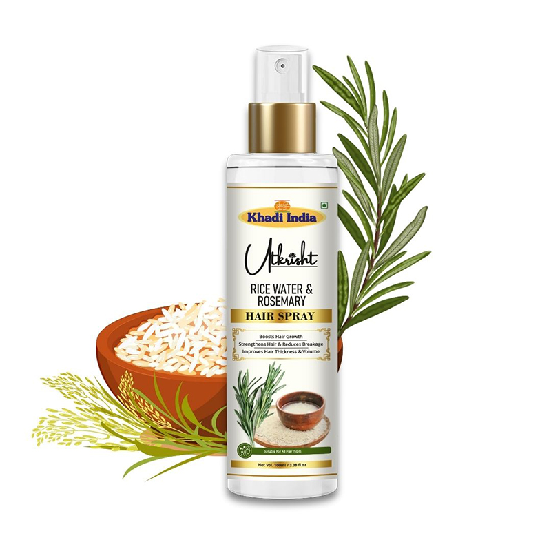 Utkrisht Khadi Rice Water and Rosemary Night Hair Spray - Nourishing Sleep Formula for Stronger, Shinier Hair -100ML